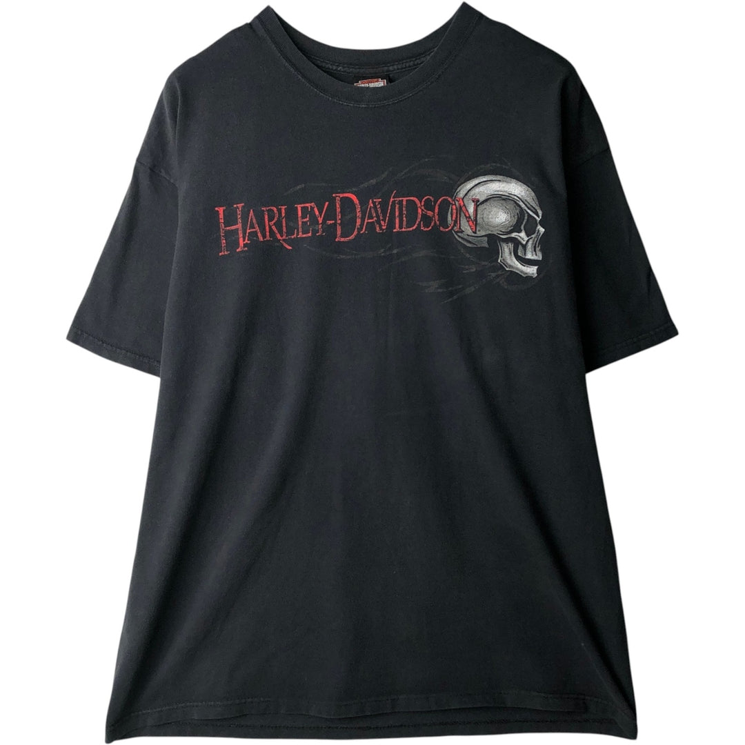 00'S Harley-Davidson Skull Pattern Motorcycle Bike T-shirt Made in USA Men's XL cotton black type Vintage Second Hand