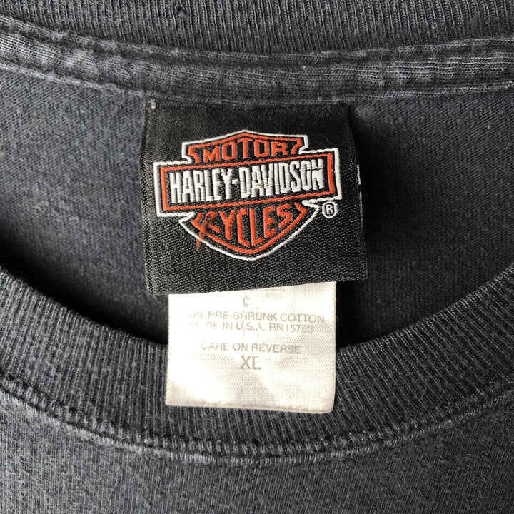 00'S Harley-Davidson Skull Pattern Motorcycle Bike T-shirt Made in USA Men's XL cotton black type Vintage Second Hand