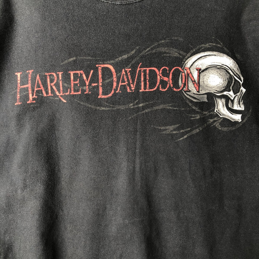 00'S Harley-Davidson Skull Pattern Motorcycle Bike T-shirt Made in USA Men's XL cotton black type Vintage Second Hand