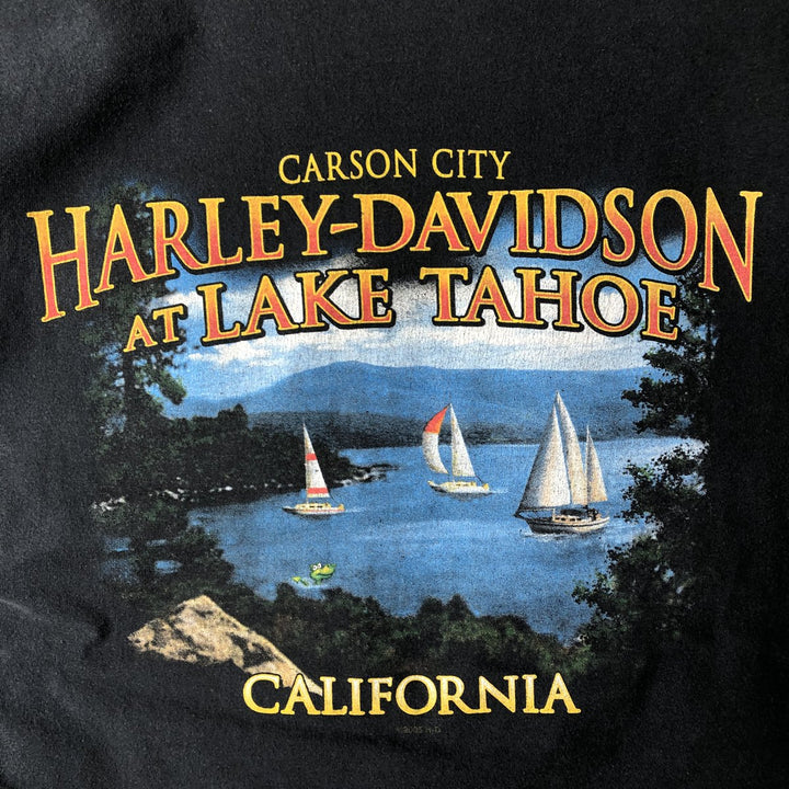 00'S Harley-Davidson Skull Pattern Motorcycle Bike T-shirt Made in USA Men's XL cotton black type Vintage Second Hand