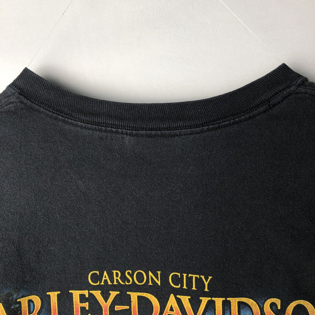 00'S Harley-Davidson Skull Pattern Motorcycle Bike T-shirt Made in USA Men's XL cotton black type Vintage Second Hand