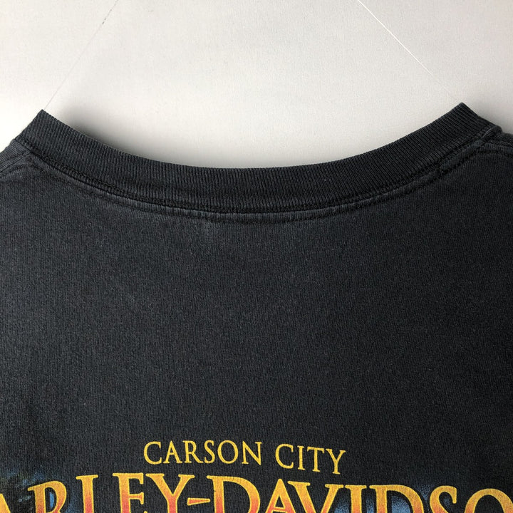 00'S Harley-Davidson Skull Pattern Motorcycle Bike T-shirt Made in USA Men's XL cotton black type Vintage Second Hand