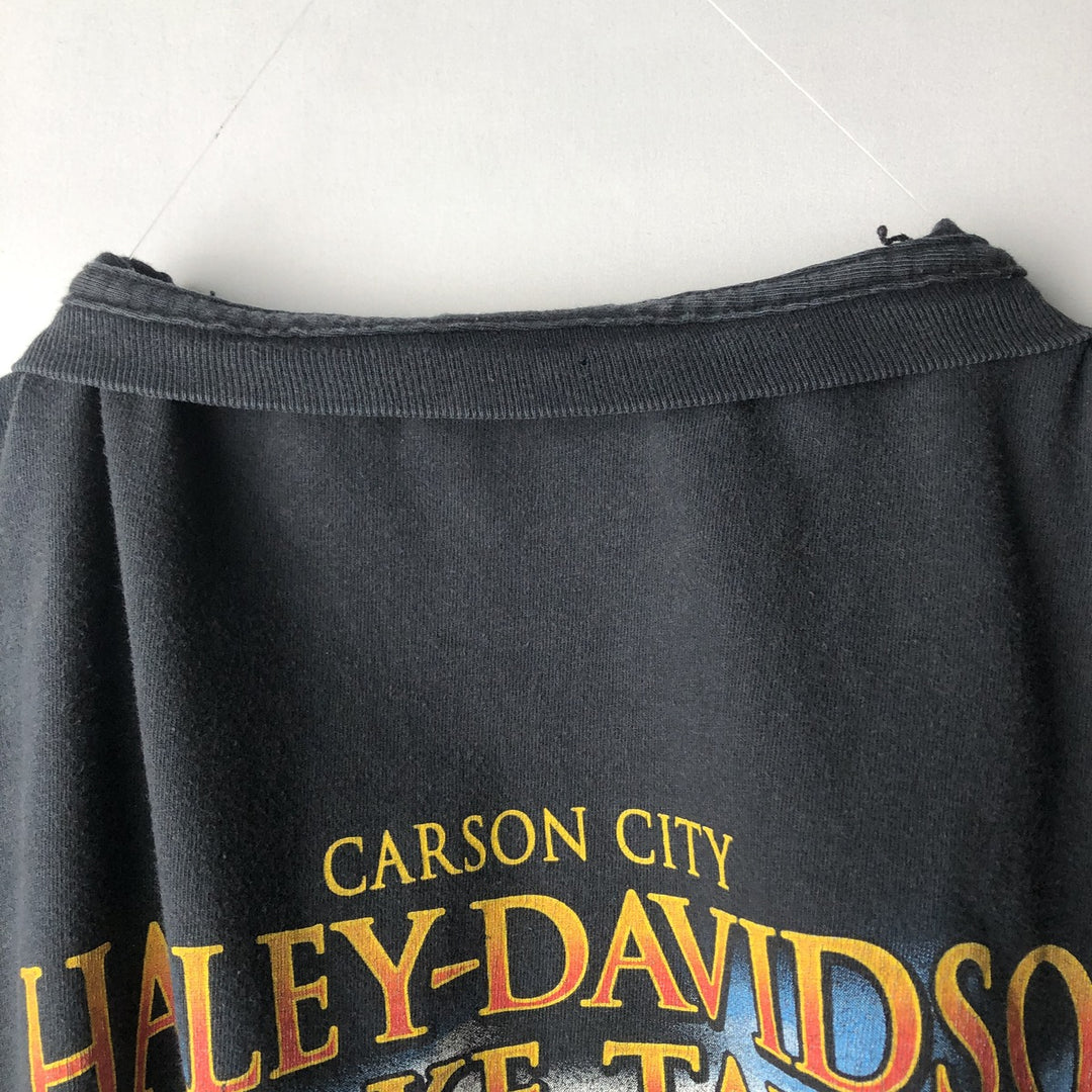 00'S Harley-Davidson Skull Pattern Motorcycle Bike T-shirt Made in USA Men's XL cotton black type Vintage Second Hand