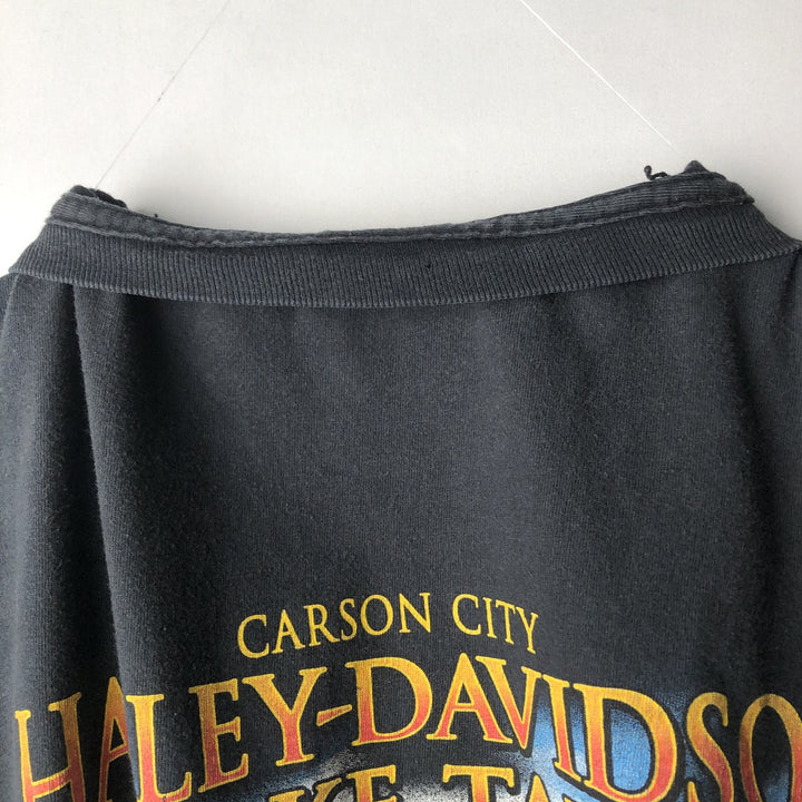 00'S Harley-Davidson Skull Pattern Motorcycle Bike T-shirt Made in USA Men's XL cotton black type Vintage Second Hand