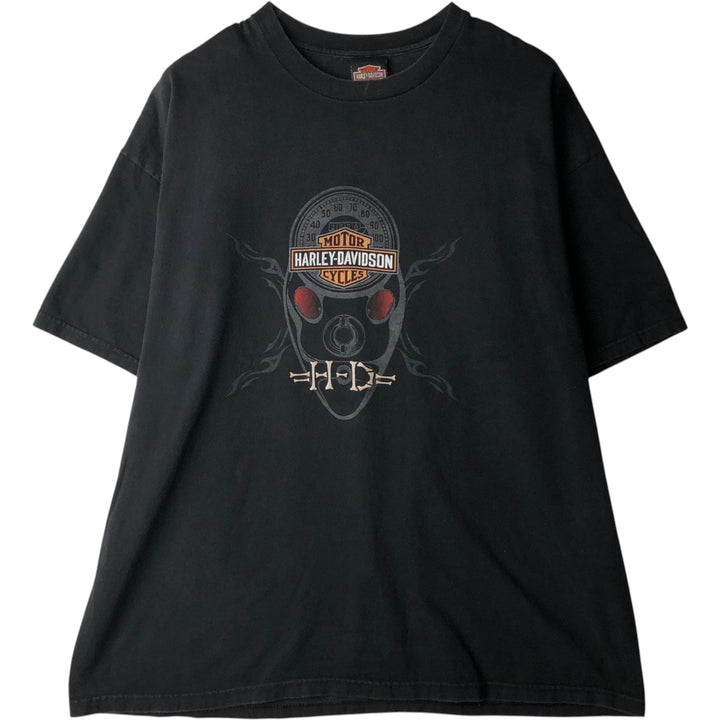 2000'S Harley-Davidson American flag pattern motorcycle bike t-shirt, made in USA, men's size XXL equivalent. cotton black type Vintage Second Hand