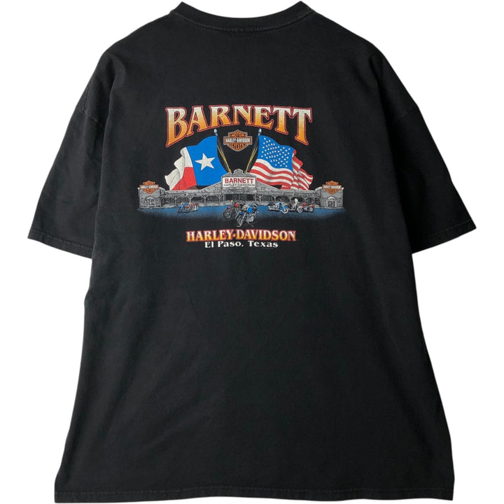 2000'S Harley-Davidson American flag pattern motorcycle bike t-shirt, made in USA, men's size XXL equivalent. cotton black type Vintage Second Hand