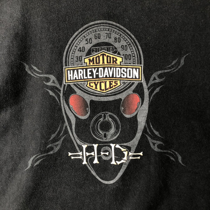 2000'S Harley-Davidson American flag pattern motorcycle bike t-shirt, made in USA, men's size XXL equivalent. cotton black type Vintage Second Hand