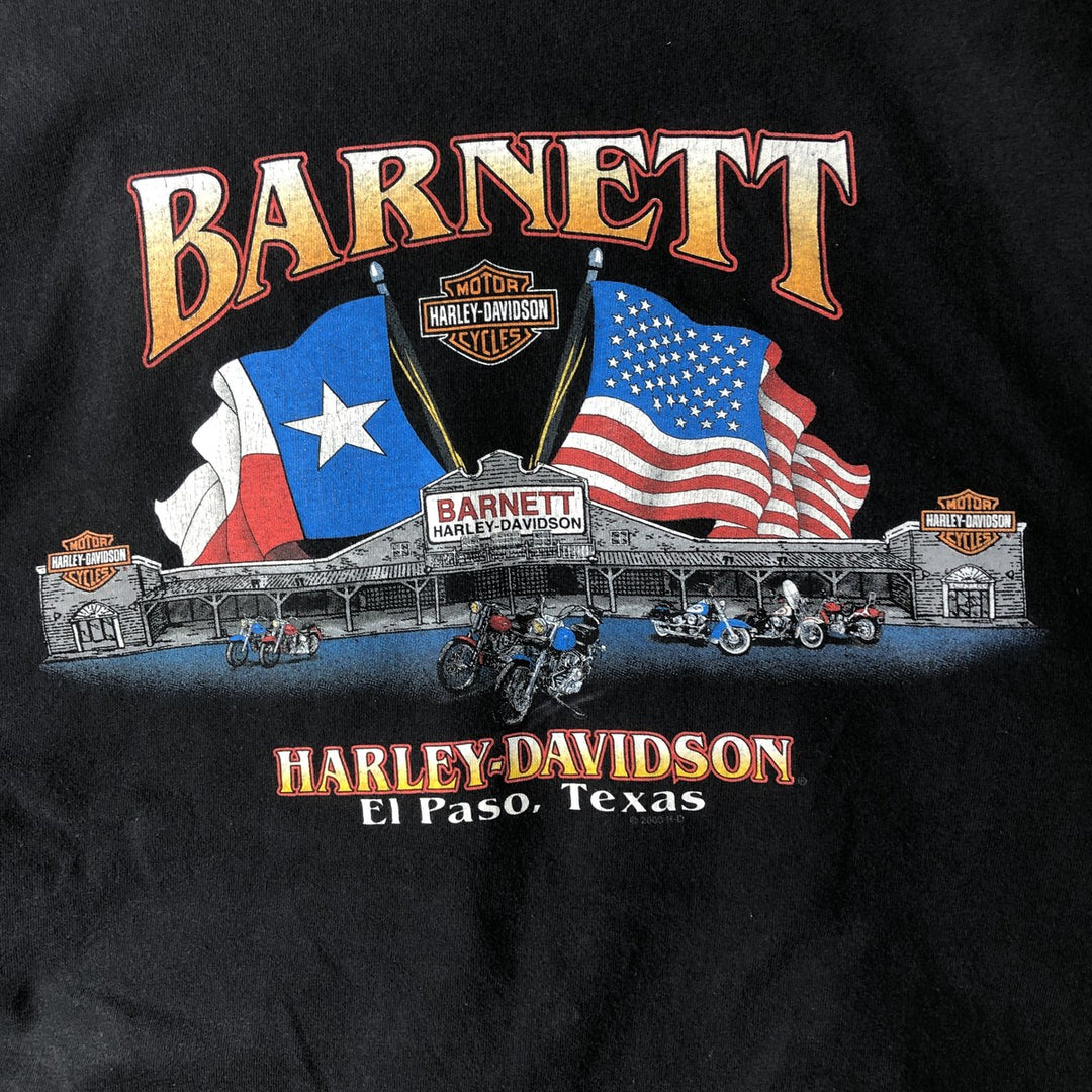 2000'S Harley-Davidson American flag pattern motorcycle bike t-shirt, made in USA, men's size XXL equivalent. cotton black type Vintage Second Hand
