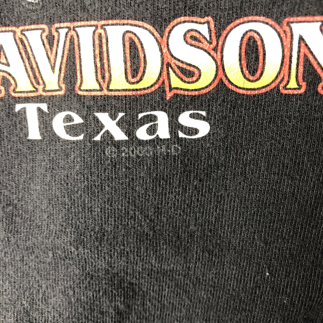 2000'S Harley-Davidson American flag pattern motorcycle bike t-shirt, made in USA, men's size XXL equivalent. cotton black type Vintage Second Hand