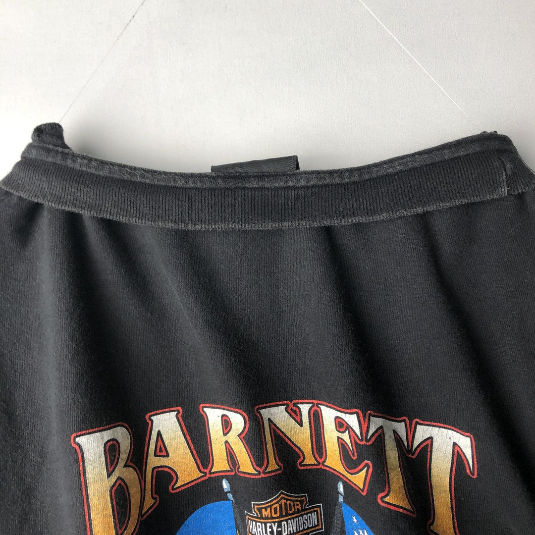 2000'S Harley-Davidson American flag pattern motorcycle bike t-shirt, made in USA, men's size XXL equivalent. cotton black type Vintage Second Hand
