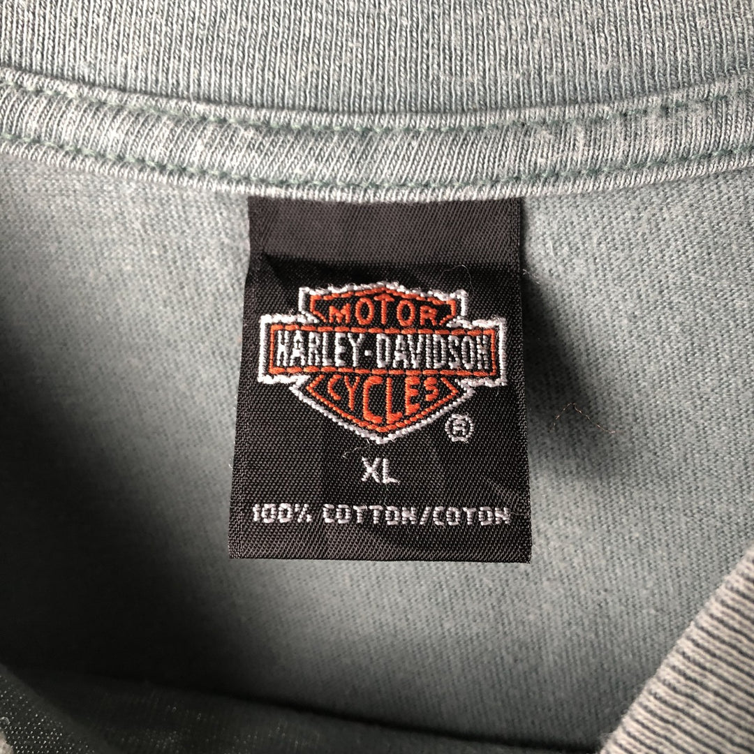 00'S Harley-Davidson Eagle Pattern Motorcycle Bike T-shirt Made in USA Men's XL cotton Blue type light blue Vintage Second Hand