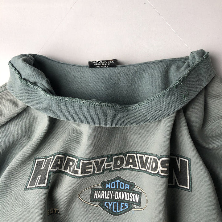 00'S Harley-Davidson Eagle Pattern Motorcycle Bike T-shirt Made in USA Men's XL cotton Blue type light blue Vintage Second Hand
