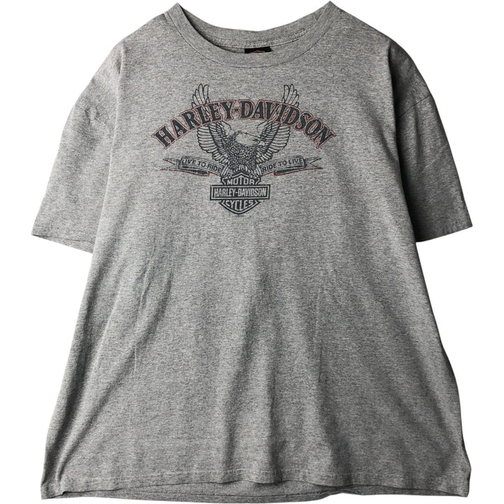 00'S Harley-Davidson Eagle Pattern Motorcycle Bike T-shirt Men's XXL cotton gray type Vintage Second Hand