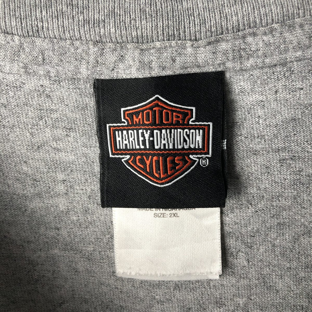 00'S Harley-Davidson Eagle Pattern Motorcycle Bike T-shirt Men's XXL cotton gray type Vintage Second Hand