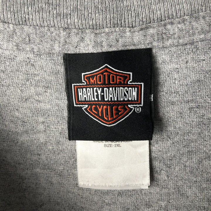 00'S Harley-Davidson Eagle Pattern Motorcycle Bike T-shirt Men's XXL cotton gray type Vintage Second Hand