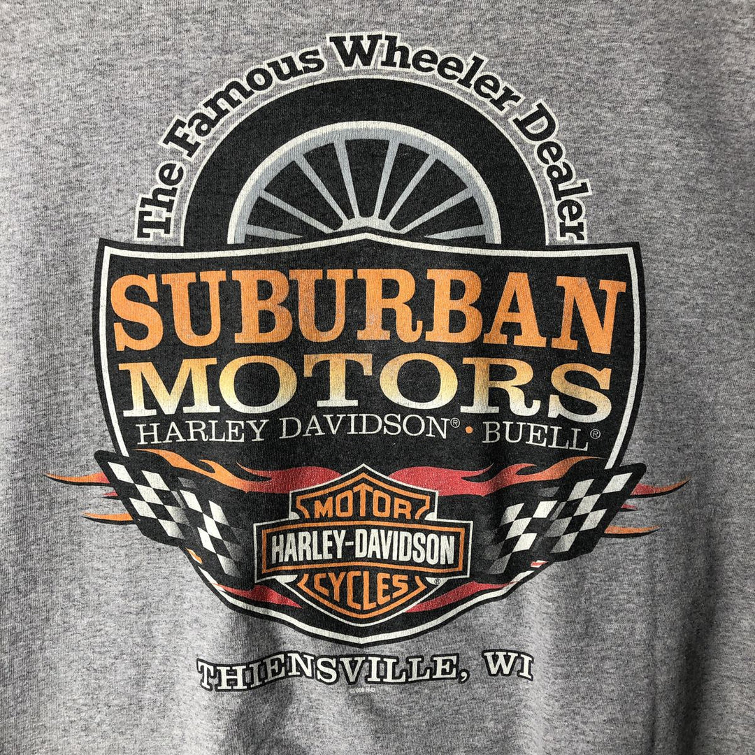 00'S Harley-Davidson Eagle Pattern Motorcycle Bike T-shirt Men's XXL cotton gray type Vintage Second Hand