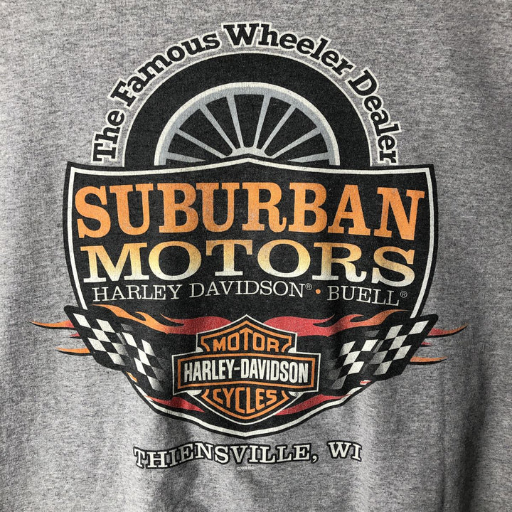 00'S Harley-Davidson Eagle Pattern Motorcycle Bike T-shirt Men's XXL cotton gray type Vintage Second Hand