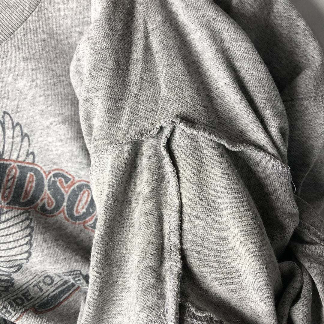 00'S Harley-Davidson Eagle Pattern Motorcycle Bike T-shirt Men's XXL cotton gray type Vintage Second Hand