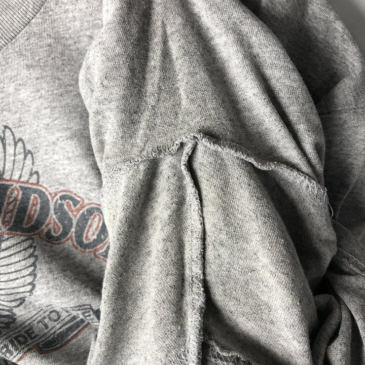 00'S Harley-Davidson Eagle Pattern Motorcycle Bike T-shirt Men's XXL cotton gray type Vintage Second Hand