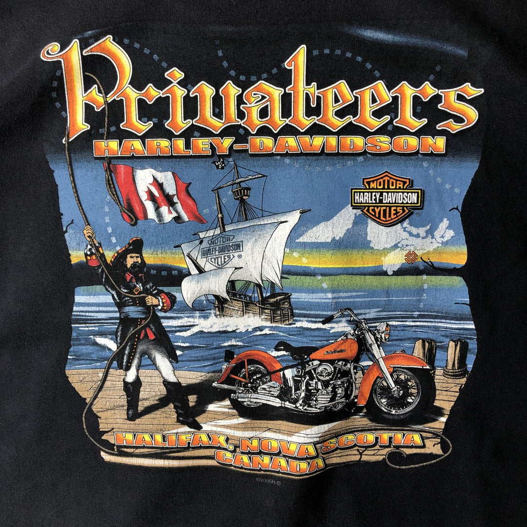 00'S Harley-Davidson Motorcycle Bike T-shirt Made in USA Men's L size cotton black type Vintage Second Hand