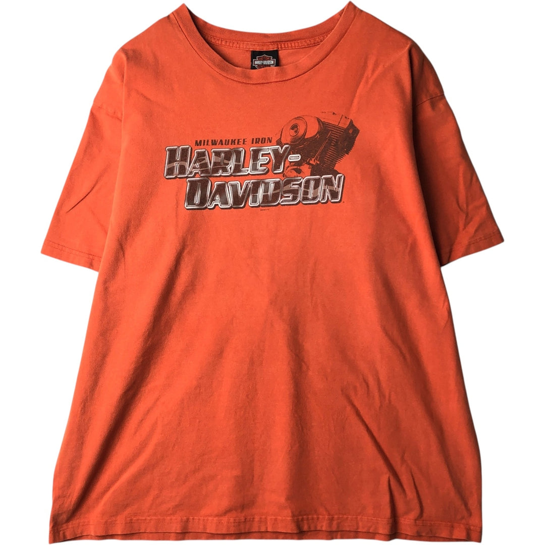 00'S Harley-Davidson Motorcycle Bike T-shirt Made in USA Men's XXL cotton orange type Vintage Second Hand