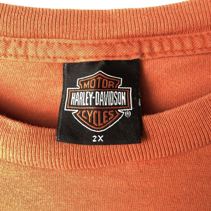 00'S Harley-Davidson Motorcycle Bike T-shirt Made in USA Men's XXL cotton orange type Vintage Second Hand