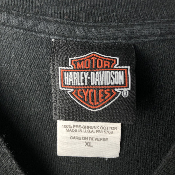 00'S Harley-Davidson Motorcycle Bike T-shirt Made in USA Men's XL cotton black type Vintage Second Hand