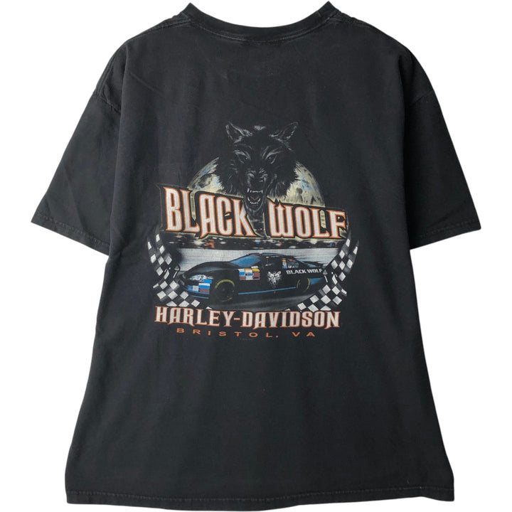 Harley-Davidson Checker Flag Motorcycle T-Shirt, Made in USA, Men's Size XL (approx.) cotton black type Vintage Second Hand