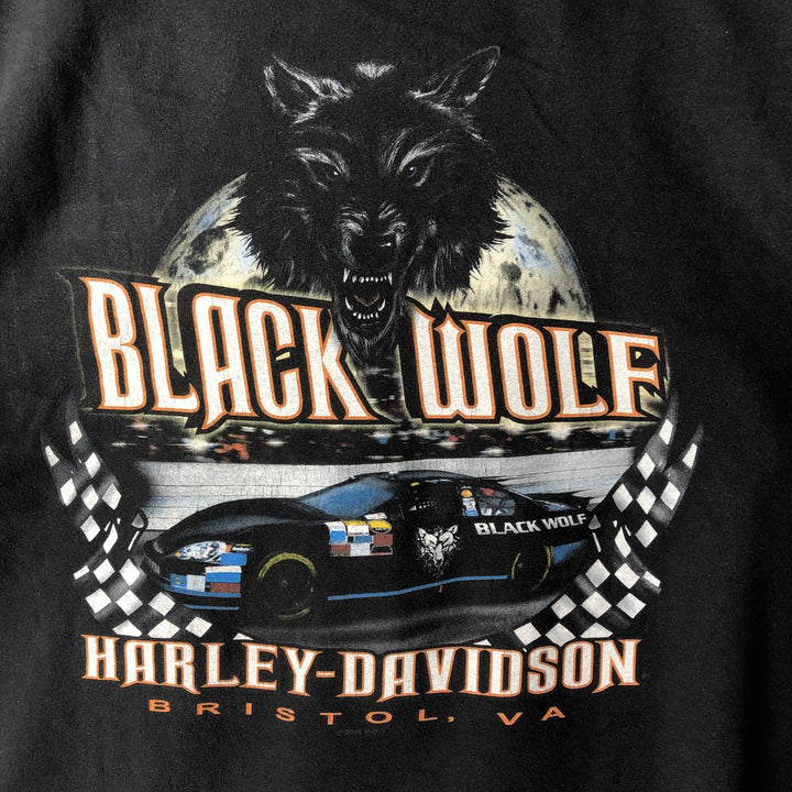Harley-Davidson Checker Flag Motorcycle T-Shirt, Made in USA, Men's Size XL (approx.) cotton black type Vintage Second Hand