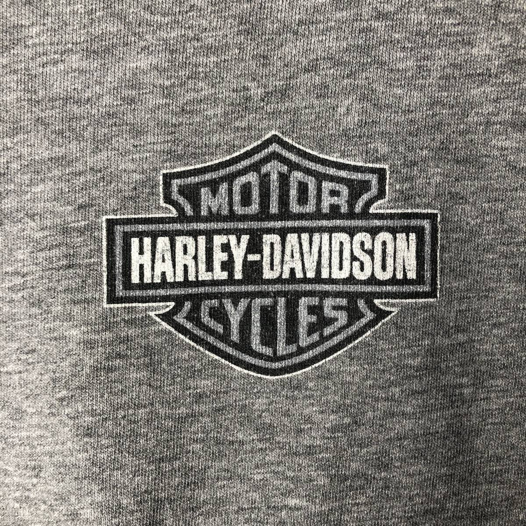 Harley-Davidson Eagle Pattern V-Neck Motorcycle T-Shirt, Made in USA, Men's Size XL (approx.) unclear gray type Vintage Second Hand