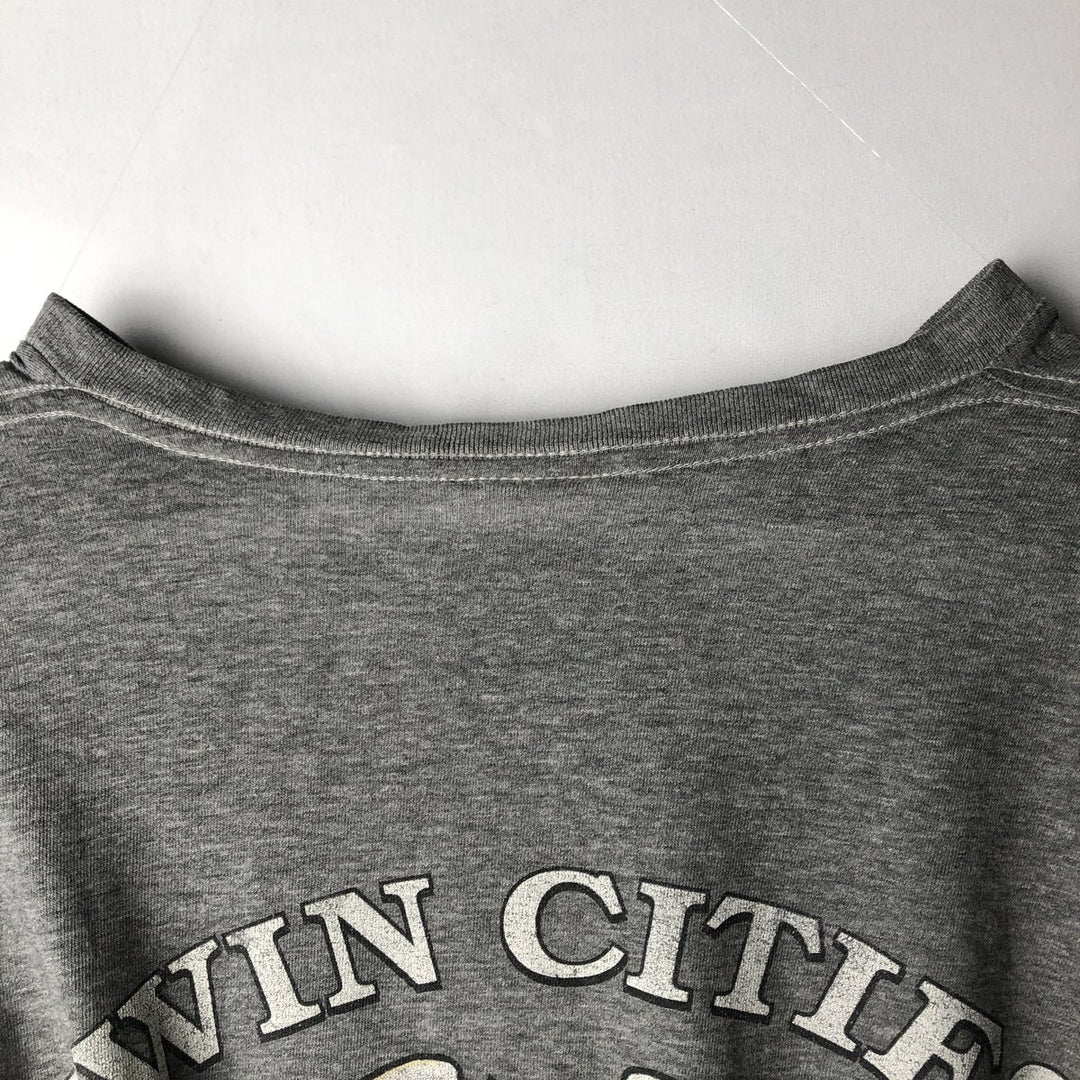 Harley-Davidson Eagle Pattern V-Neck Motorcycle T-Shirt, Made in USA, Men's Size XL (approx.) unclear gray type Vintage Second Hand