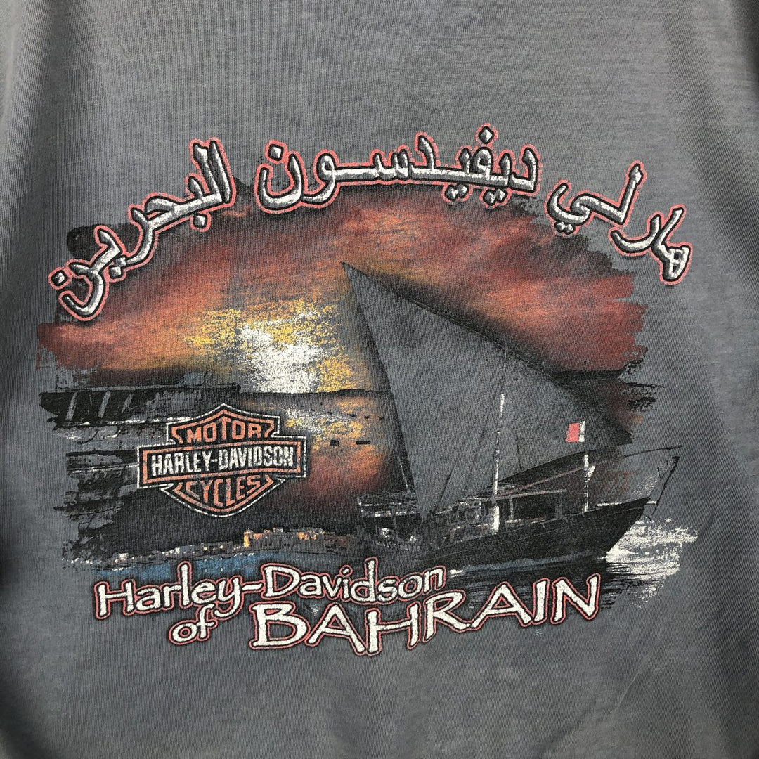 00'S Harley-Davidson Motorcycle Bike T-shirt Made in USA Men's L size cotton black type Vintage Second Hand