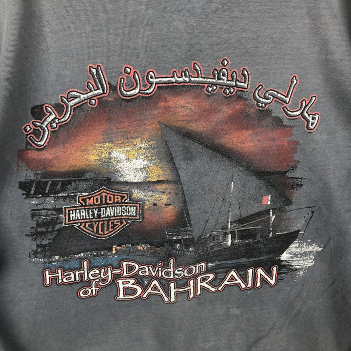 00'S Harley-Davidson Motorcycle Bike T-shirt Made in USA Men's L size cotton black type Vintage Second Hand