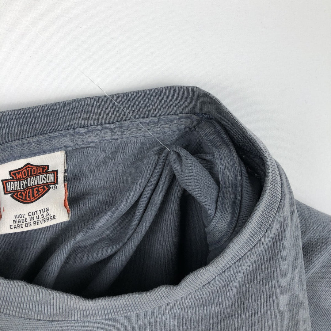 00'S Harley-Davidson Motorcycle Bike T-shirt Made in USA Men's L size cotton black type Vintage Second Hand