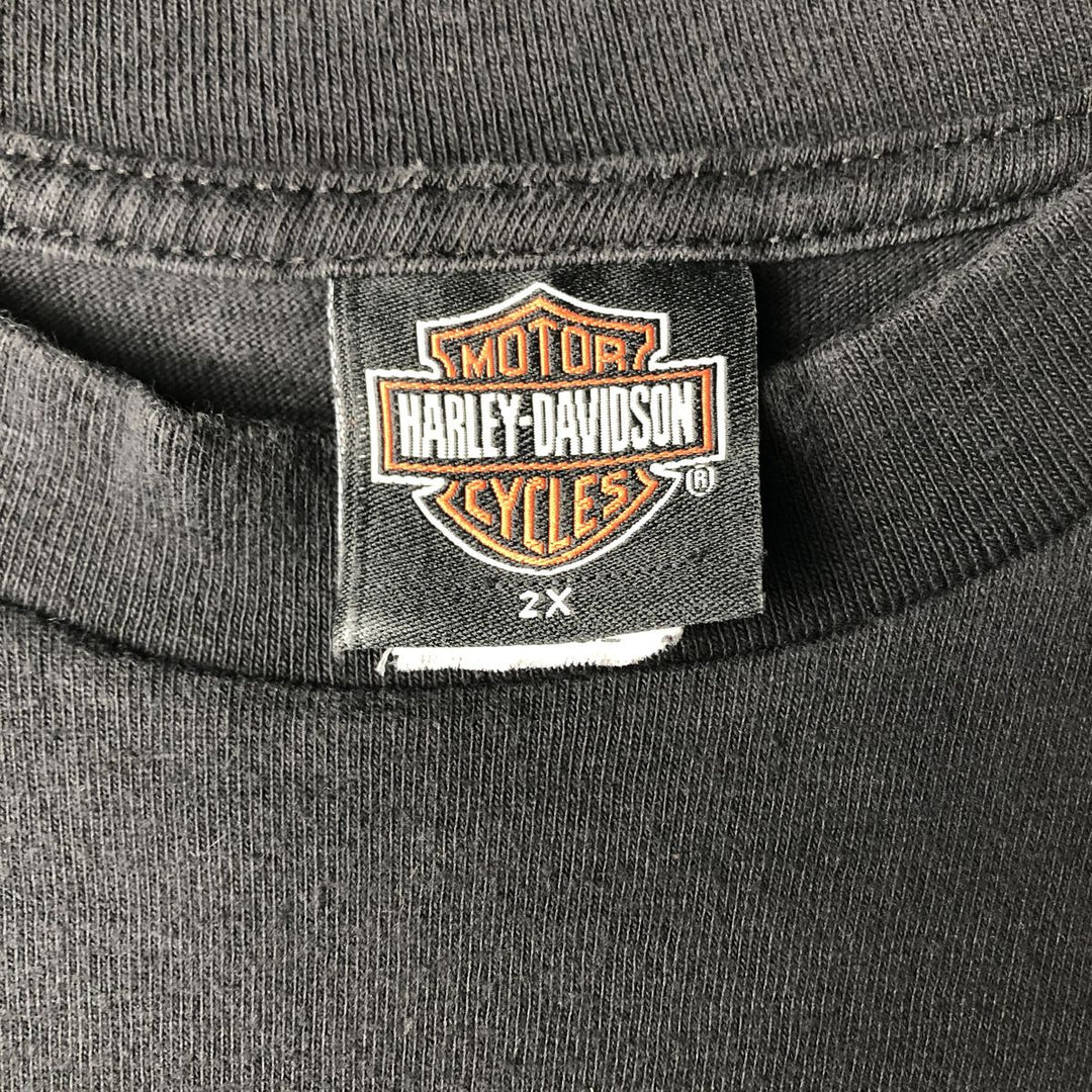 2000'S Harley-Davidson American flag pattern motorcycle bike t-shirt, made in USA, men's size XXL equivalent. cotton black type Vintage Second Hand