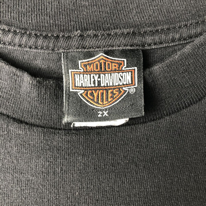 2000'S Harley-Davidson American flag pattern motorcycle bike t-shirt, made in USA, men's size XXL equivalent. cotton black type Vintage Second Hand