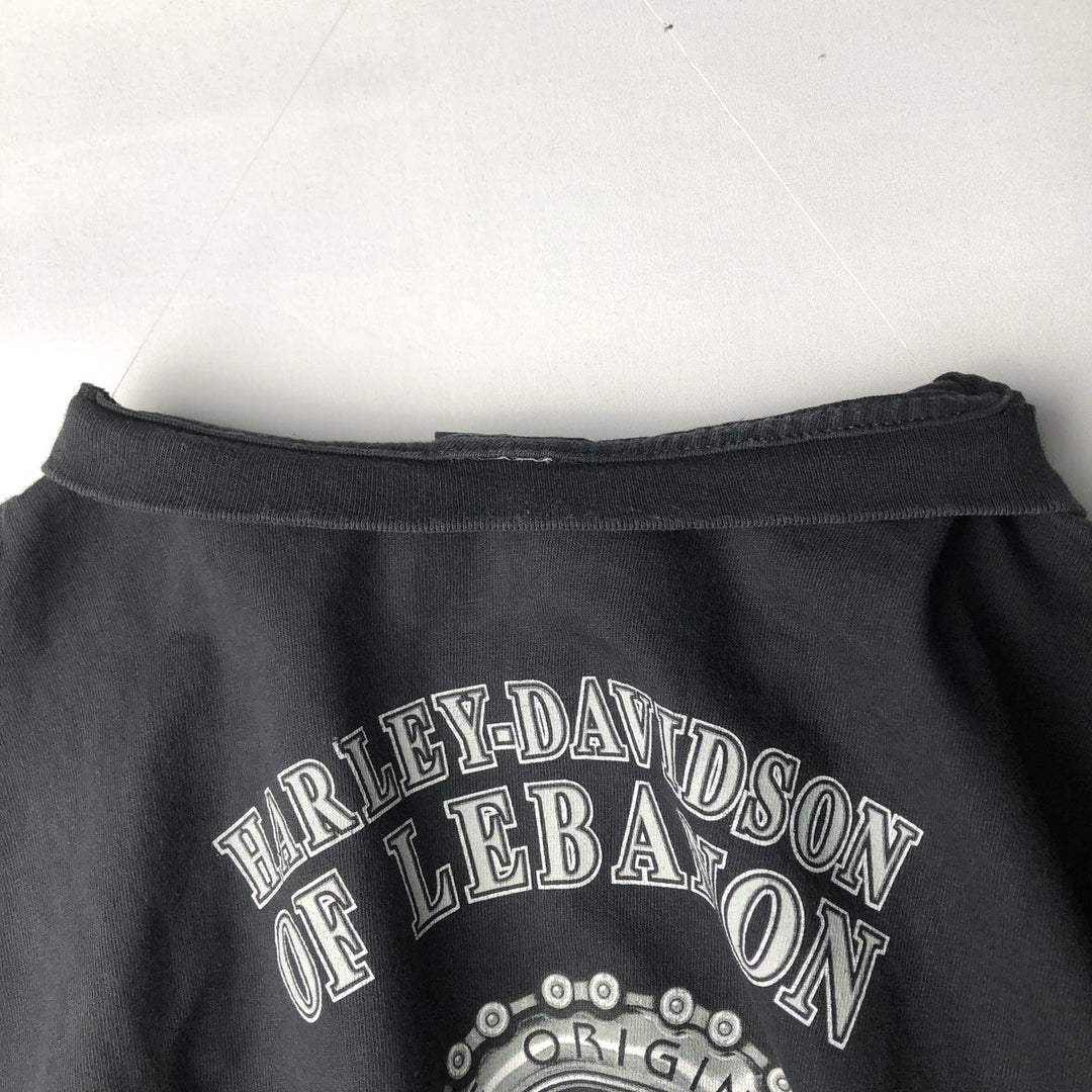 2000'S Harley-Davidson American flag pattern motorcycle bike t-shirt, made in USA, men's size XXL equivalent. cotton black type Vintage Second Hand