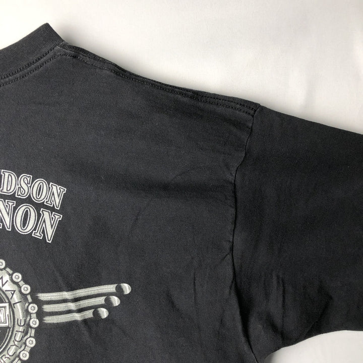 2000'S Harley-Davidson American flag pattern motorcycle bike t-shirt, made in USA, men's size XXL equivalent. cotton black type Vintage Second Hand