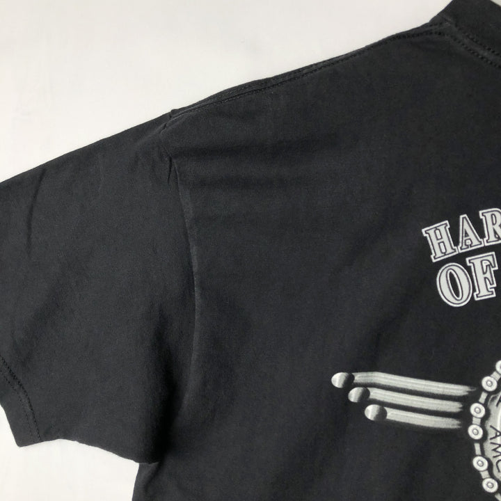 2000'S Harley-Davidson American flag pattern motorcycle bike t-shirt, made in USA, men's size XXL equivalent. cotton black type Vintage Second Hand