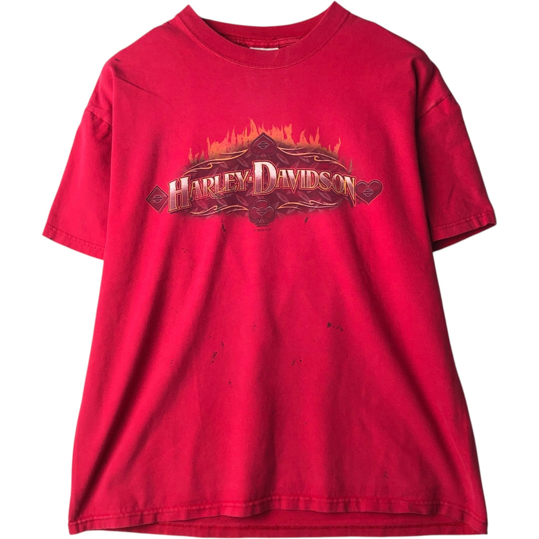 00'S Harley-Davidson Motorcycle Bike T-shirt Made in USA Men's XL cotton red type Vintage Second Hand