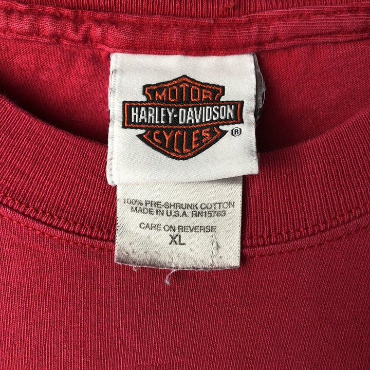 00'S Harley-Davidson Motorcycle Bike T-shirt Made in USA Men's XL cotton red type Vintage Second Hand