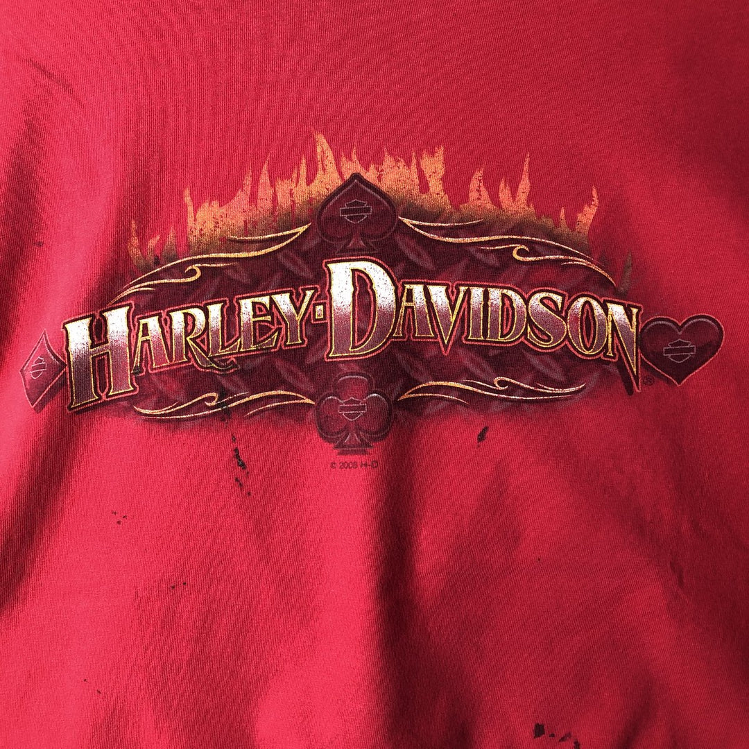 00'S Harley-Davidson Motorcycle Bike T-shirt Made in USA Men's XL cotton red type Vintage Second Hand