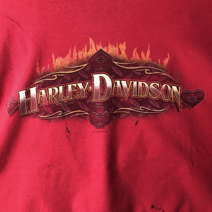 00'S Harley-Davidson Motorcycle Bike T-shirt Made in USA Men's XL cotton red type Vintage Second Hand