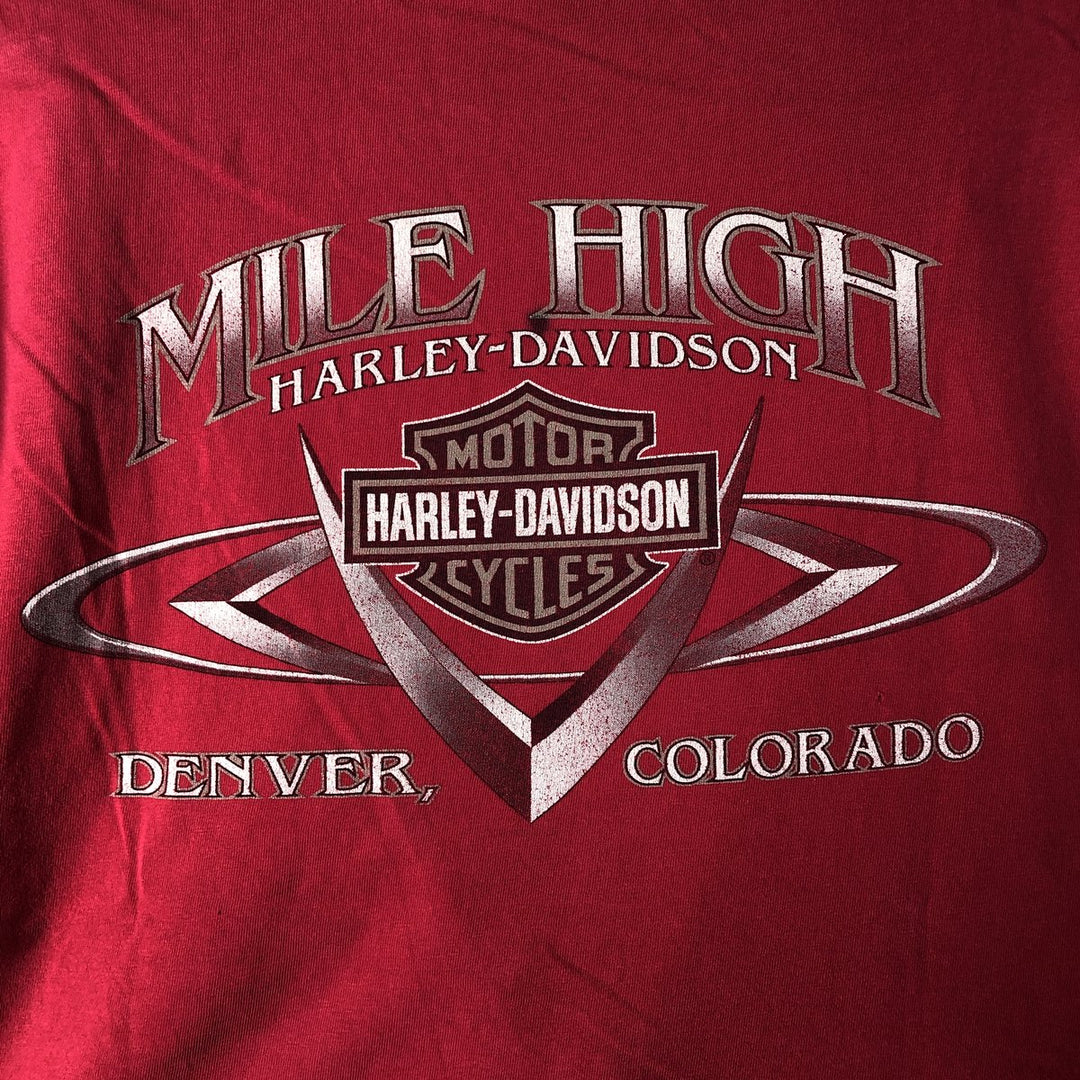 00'S Harley-Davidson Motorcycle Bike T-shirt Made in USA Men's XL cotton red type Vintage Second Hand