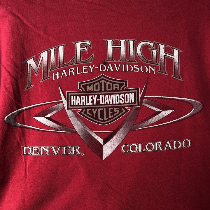 00'S Harley-Davidson Motorcycle Bike T-shirt Made in USA Men's XL cotton red type Vintage Second Hand