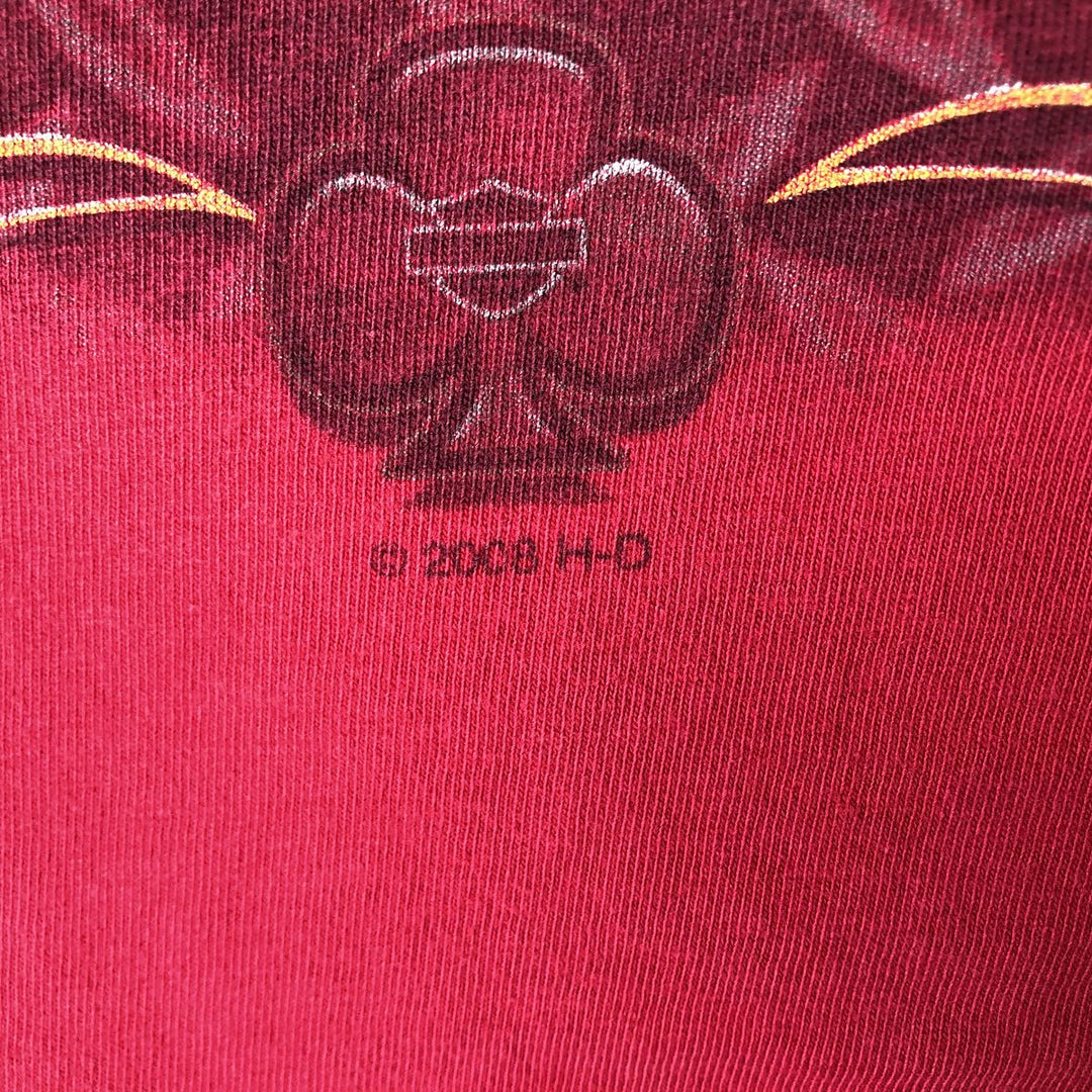 00'S Harley-Davidson Motorcycle Bike T-shirt Made in USA Men's XL cotton red type Vintage Second Hand