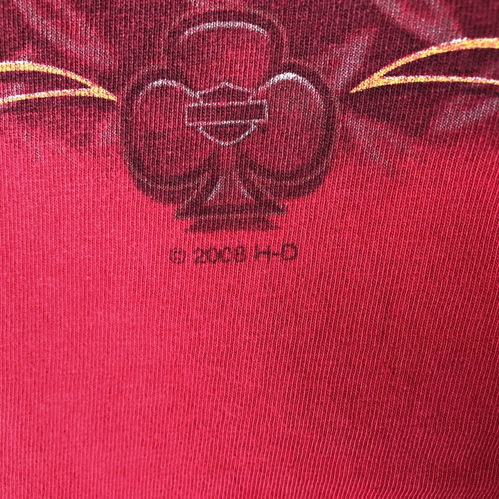 00'S Harley-Davidson Motorcycle Bike T-shirt Made in USA Men's XL cotton red type Vintage Second Hand