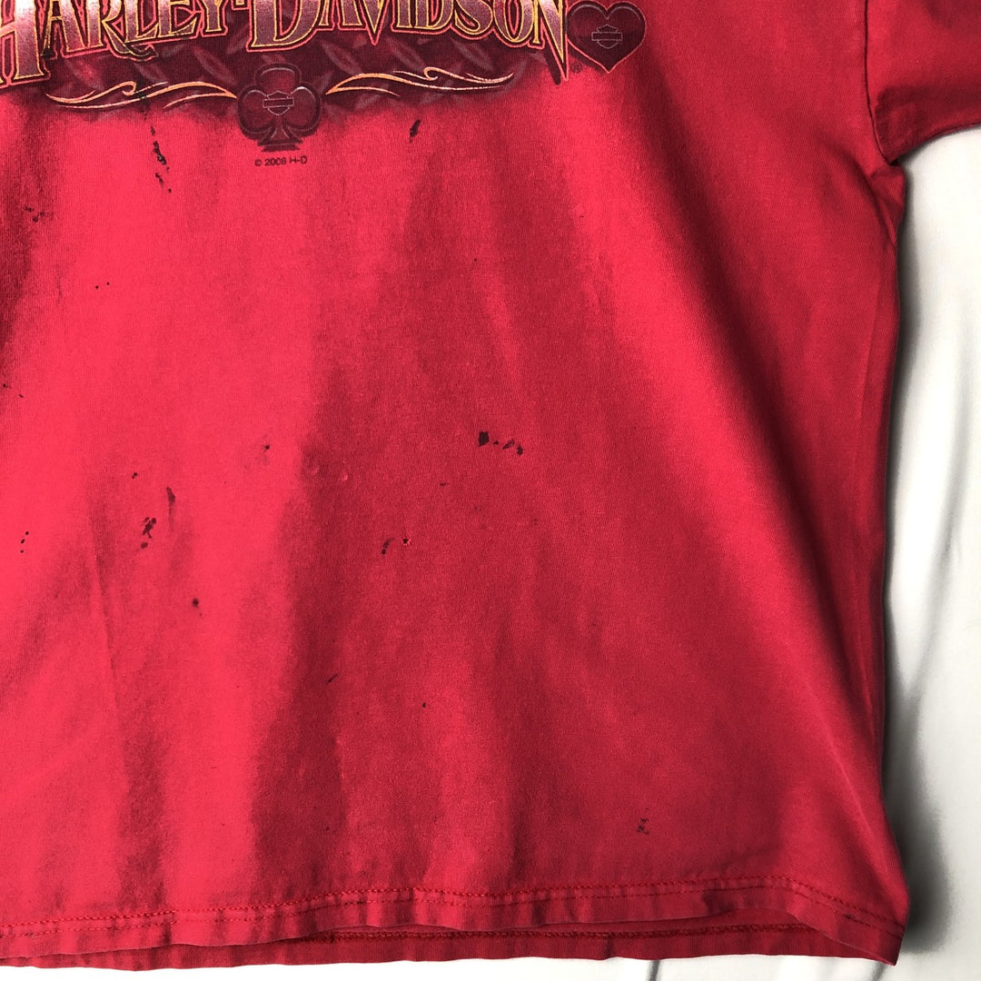 00'S Harley-Davidson Motorcycle Bike T-shirt Made in USA Men's XL cotton red type Vintage Second Hand