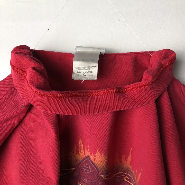 00'S Harley-Davidson Motorcycle Bike T-shirt Made in USA Men's XL cotton red type Vintage Second Hand