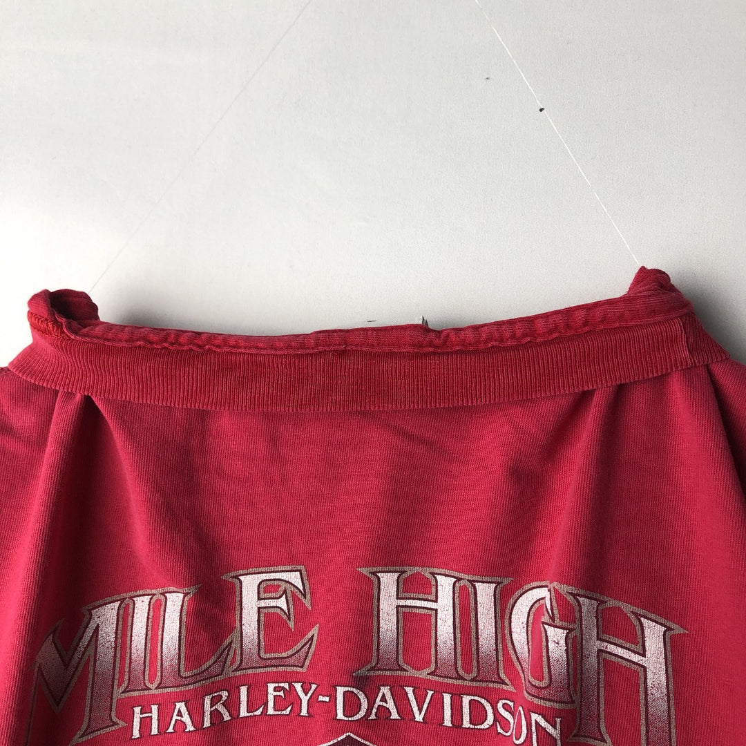 00'S Harley-Davidson Motorcycle Bike T-shirt Made in USA Men's XL cotton red type Vintage Second Hand